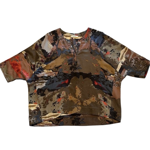 Devernois Abstract Print Silk Blouse - Picture 2 of 13